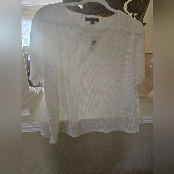 Banana Republic, BRAND NEW, cream Velvety finish short sleeve shirt - Picture 3 of 7